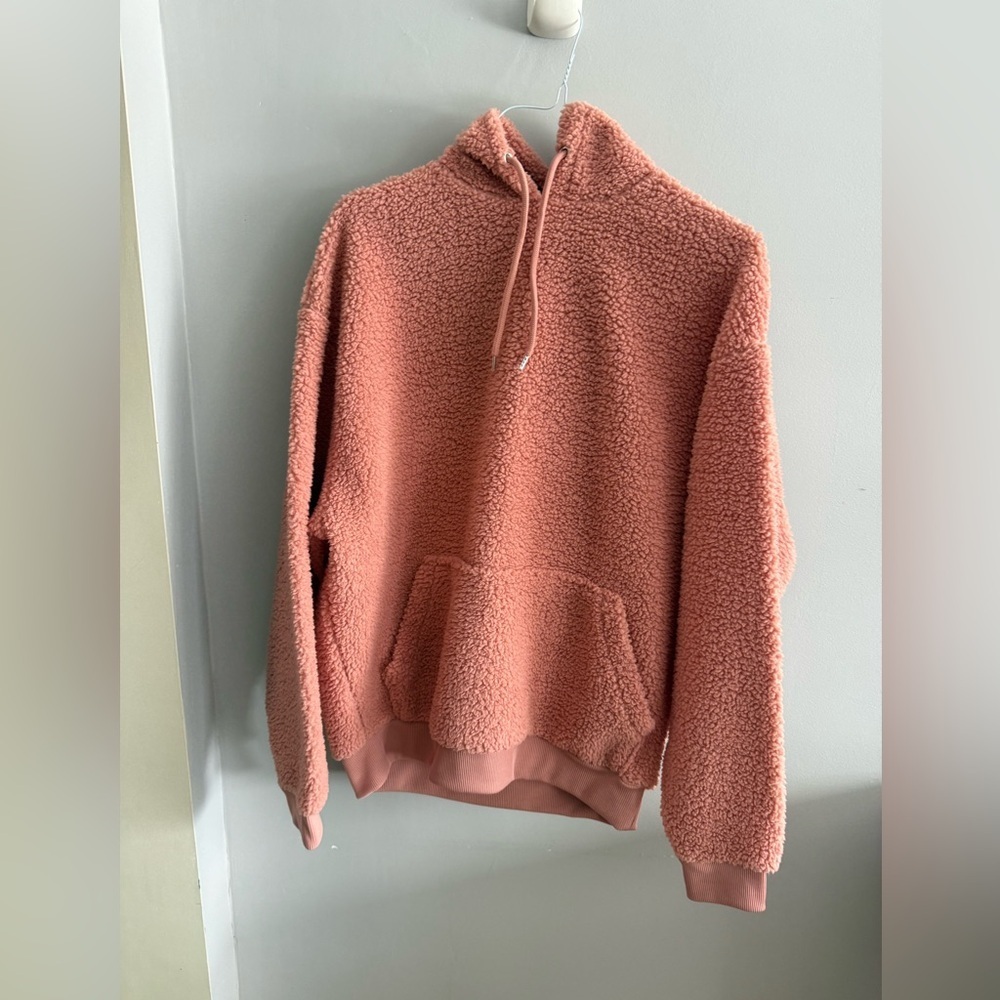 ASOS Design Dusty Rose Teddy Sherpa Hoodie Size M